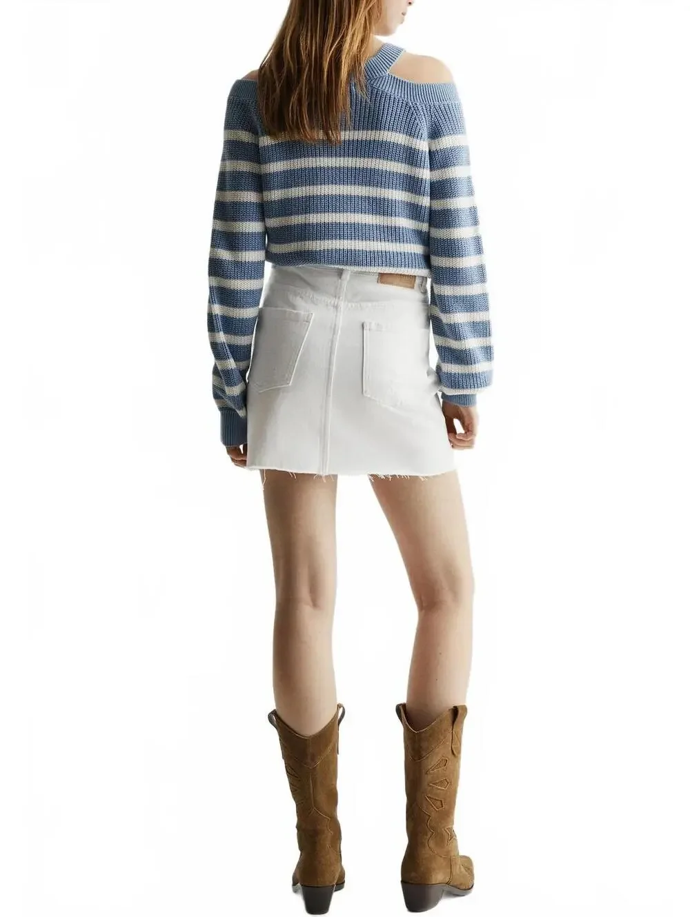 Mango Teen's Denim Mini Skirt with Frayed Hem NWT Off White Teens Large
